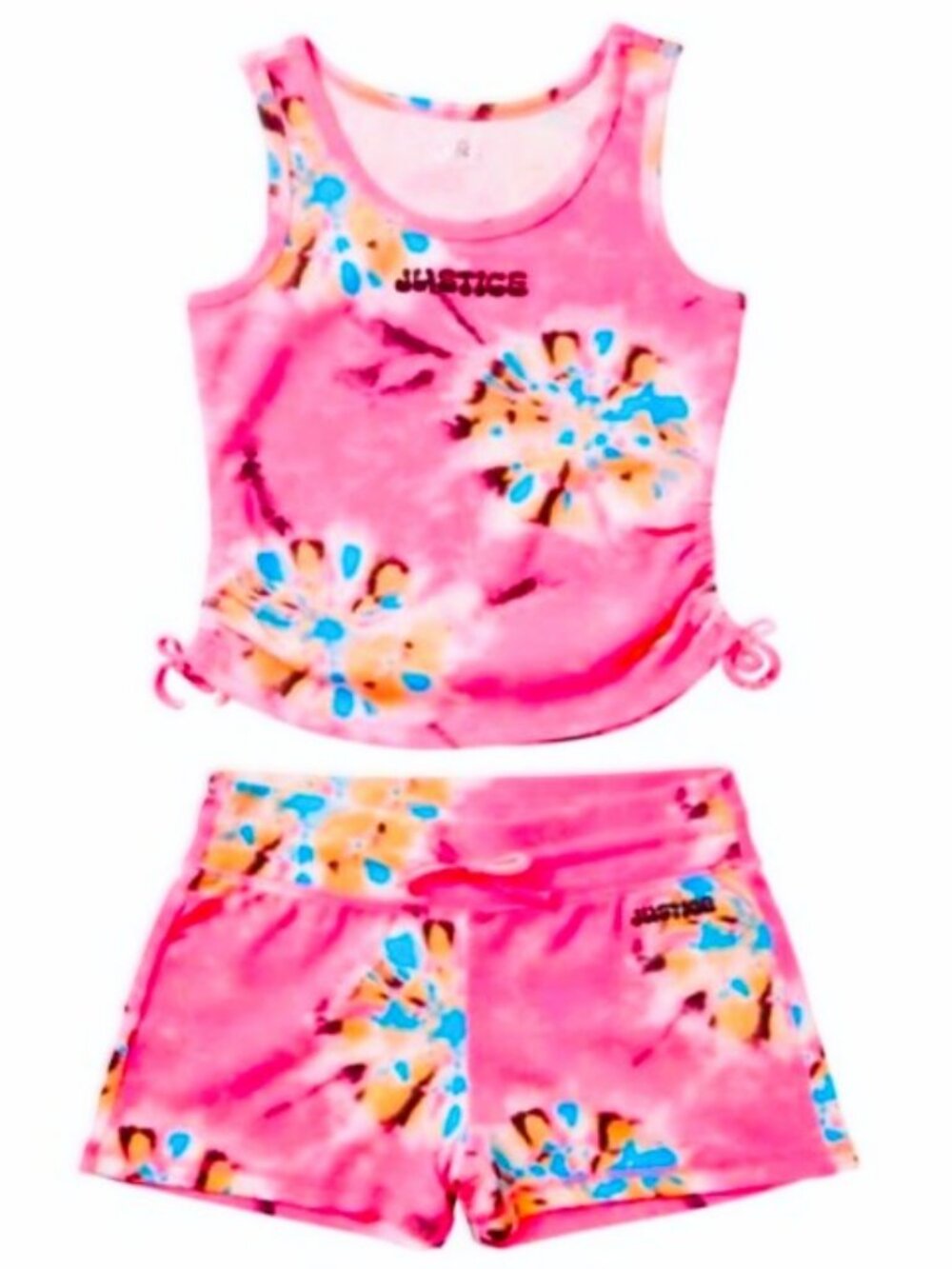 NWT. JUSTICE Girls Cinch Side Tank & Short Outfit Set